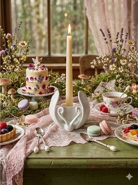 Vintage Fitz & Floyd Butterfly Taper Candle Holder Whimsical Fairycore